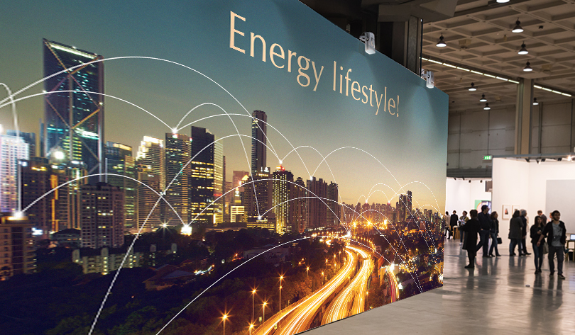Energy Lifestyle trade show wall decal design Energy Lifestyle trade show booth stand design example