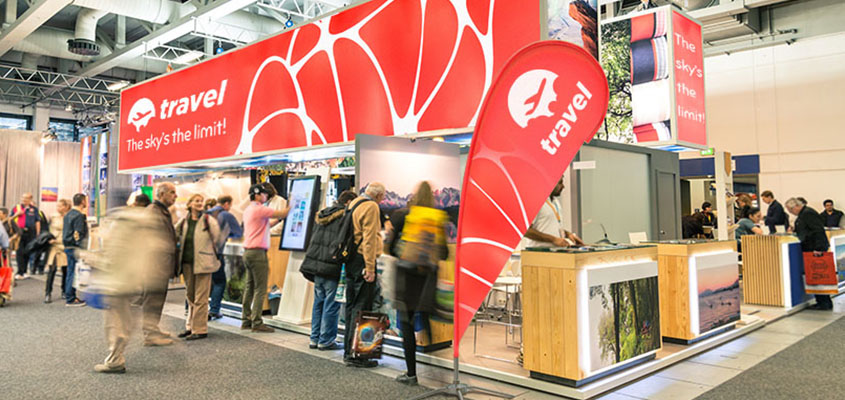 Trade show booth design idea from a travel company