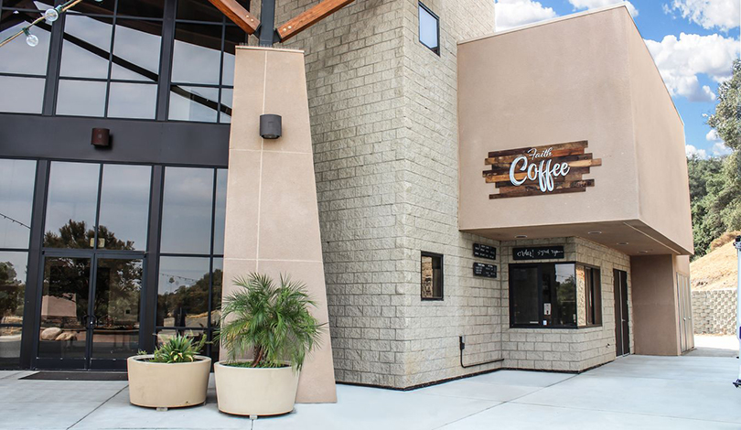 Faith Coffee exterior wooden logo-Frontsigns
