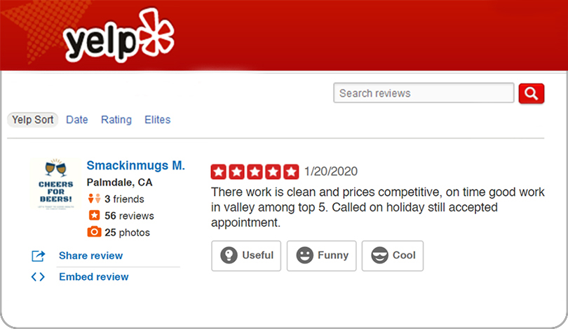 Yelp 5 star review-Frontsigns
