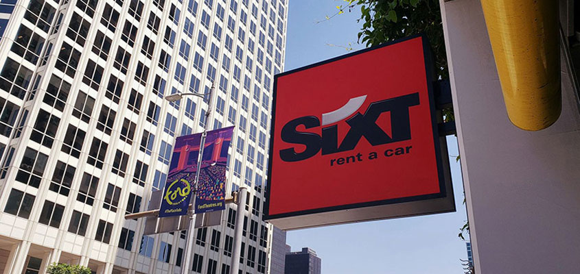 Example from Sixt's branding showing how to make an outdoor business sign