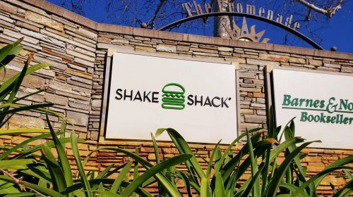 Shake Shack 3d acrylic letters and logo sign in a hamburger shape painted in black and green