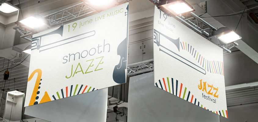 Smooth Jazz hanging display layout for making a music festival