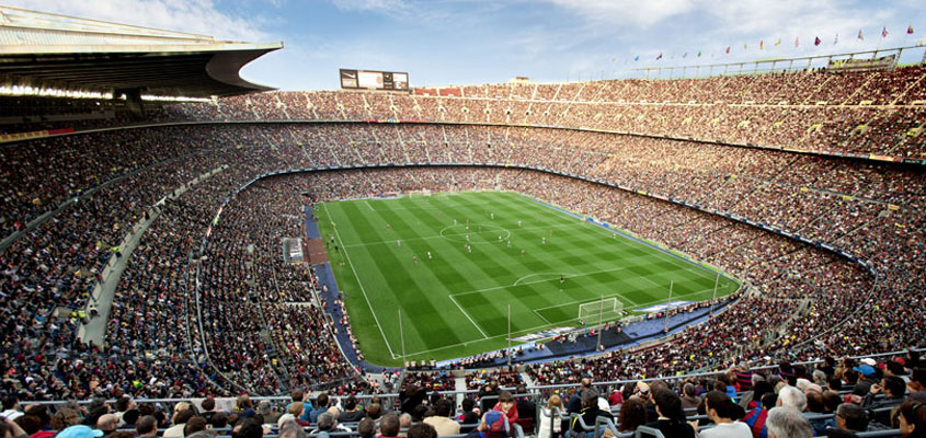 Football arena crowded stadium after successfully organizing the sports event