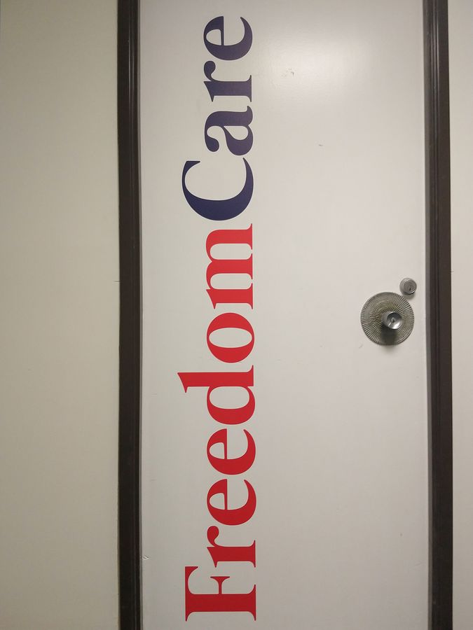 freedom care vinyl lettering