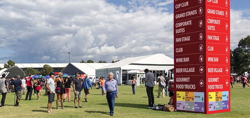 Sports event directional stand idea for public event planning