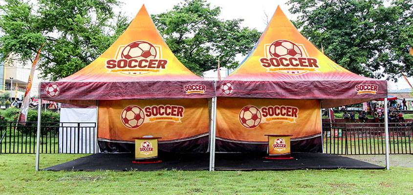 Branded tents for organizing a sports event