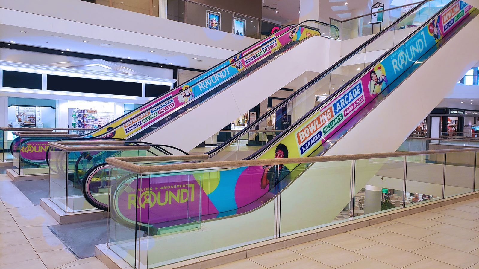 Bowling arcade escalator decals