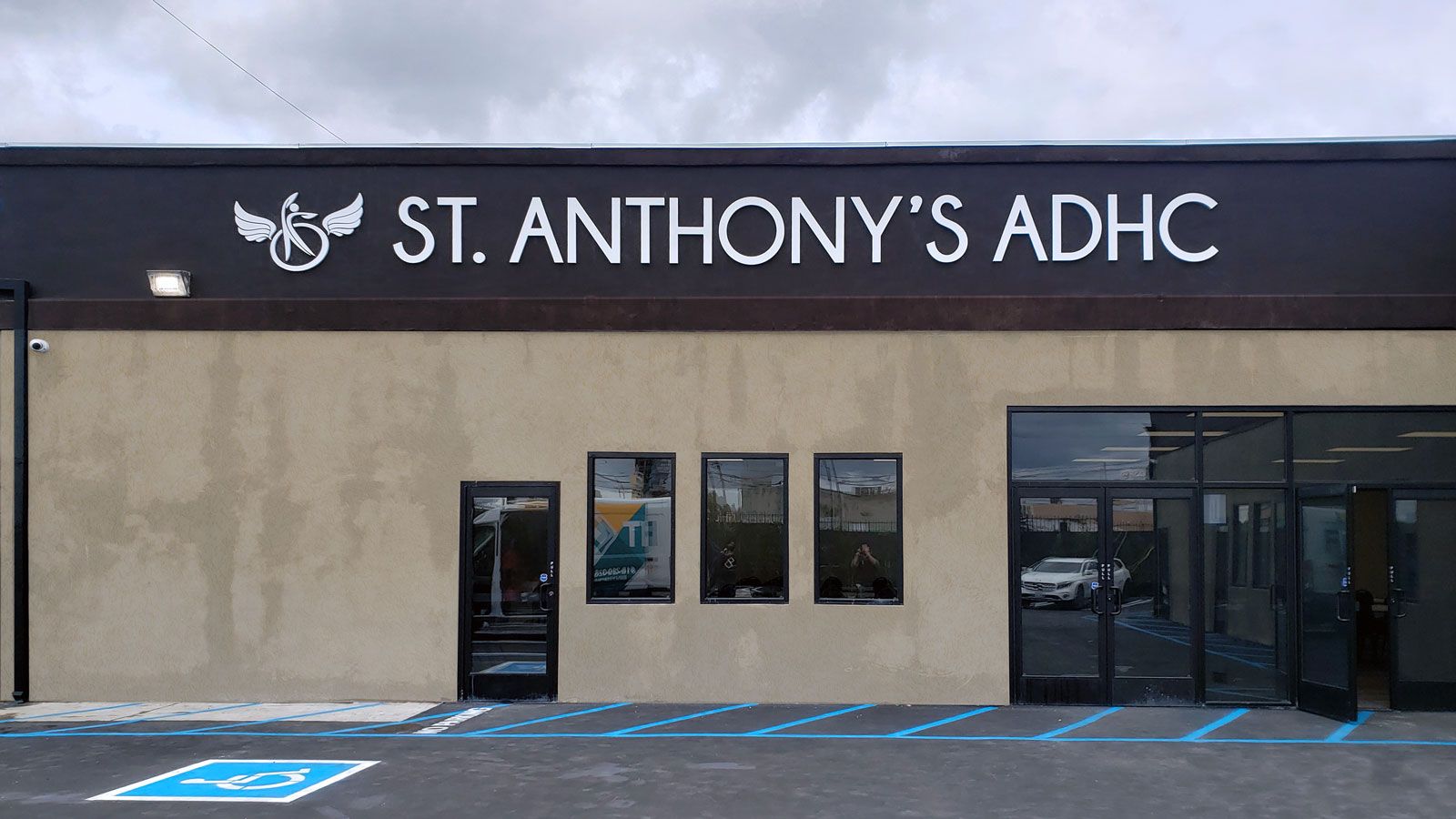 St. Anthony's ADHC custom 3d sign with the company name and logo made of aluminum and acrylic