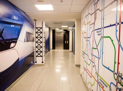 Ameriabank interior design idea with wall patches