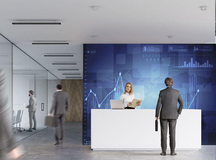modern bank interior space
