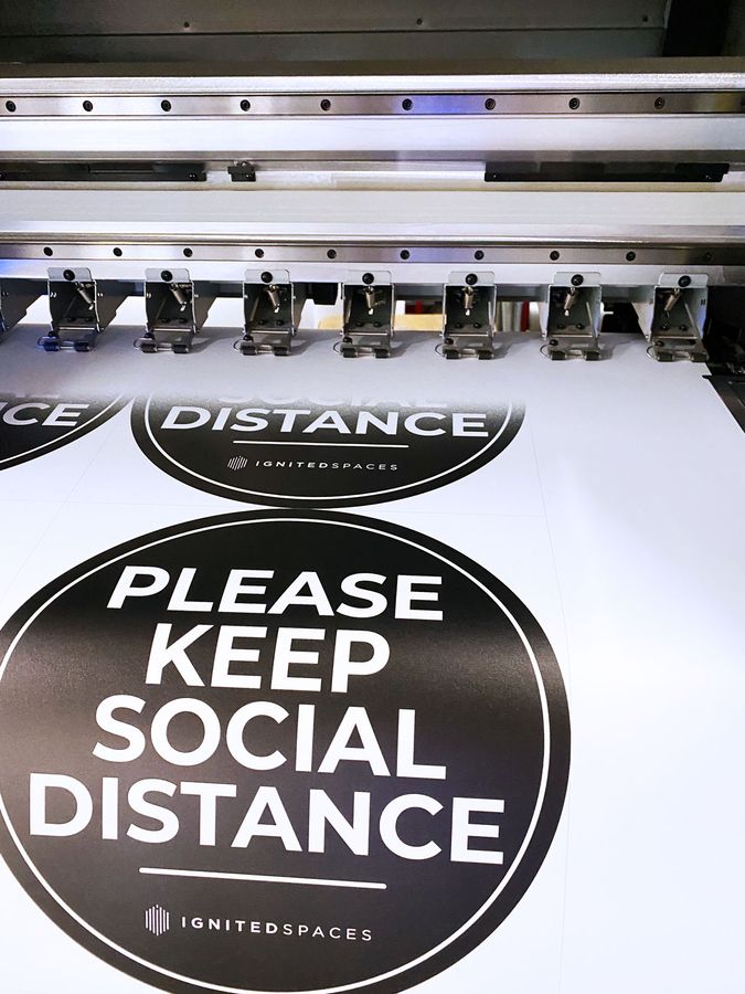 Custom social distance stickers
