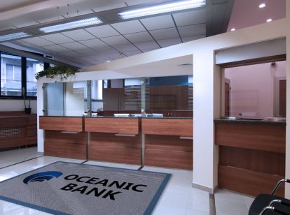 Oceanic Bank interior design idea with branded mat