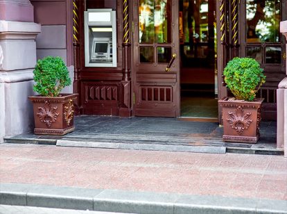 bank exterior design idea with herbs