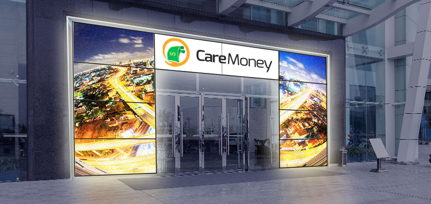 Bank exterior design idea with digital screen solutions