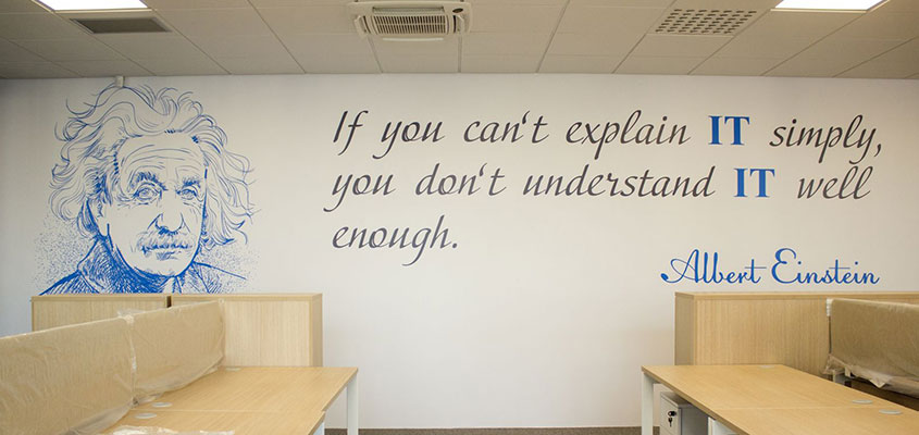 Albert Einstain wall quote for office interior wall design