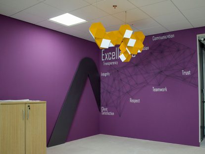 Ameriabank office space design idea with custom lighting