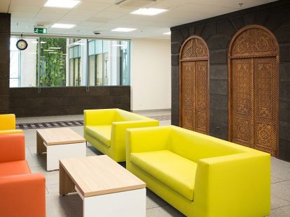 Ameriabank office space with engraved door design