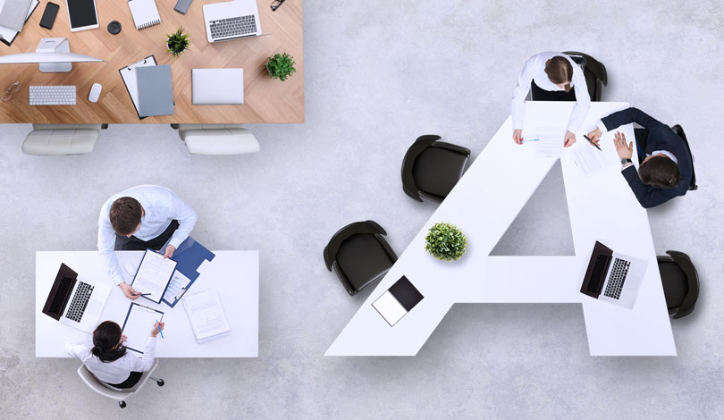 office interior space design idea with custom desks