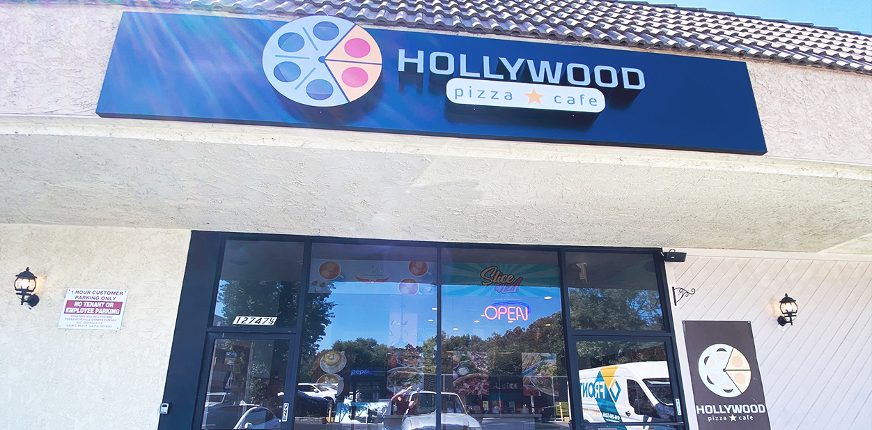 Different business sign ideas combined at the Hollywood Cafe