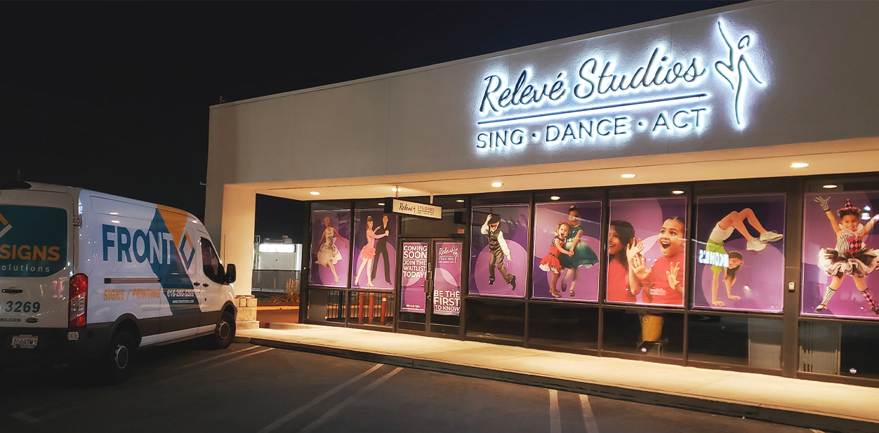 Commercial sign ideas combined at the Releve Studios