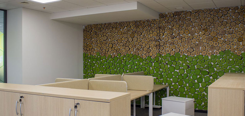 Office wall design idea with natural elements