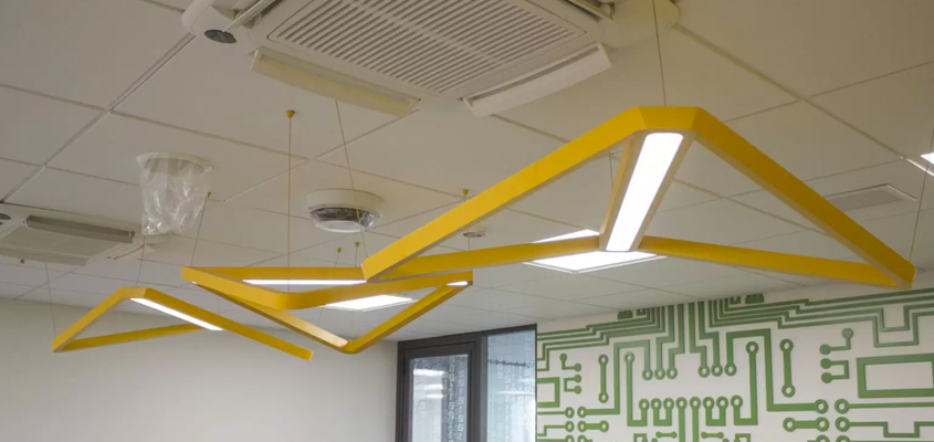 Triangle office lighting structure for interior design