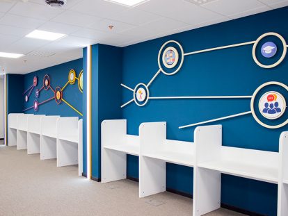 office wall design ideas with custom patterns
