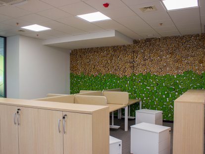 office wall design with nature elements