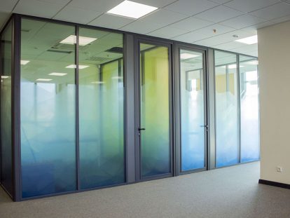 office window design idea with sema-transparent print
