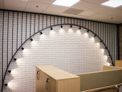 workspace design idea with arched lighting