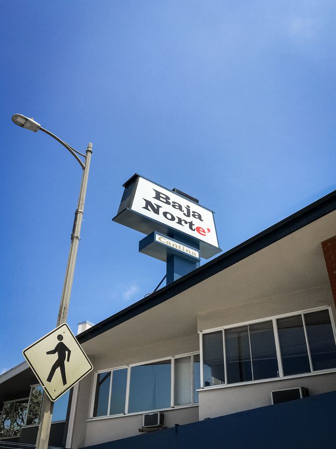 Baja Norte light box sign displaying the company name made of aluminum and acrylic