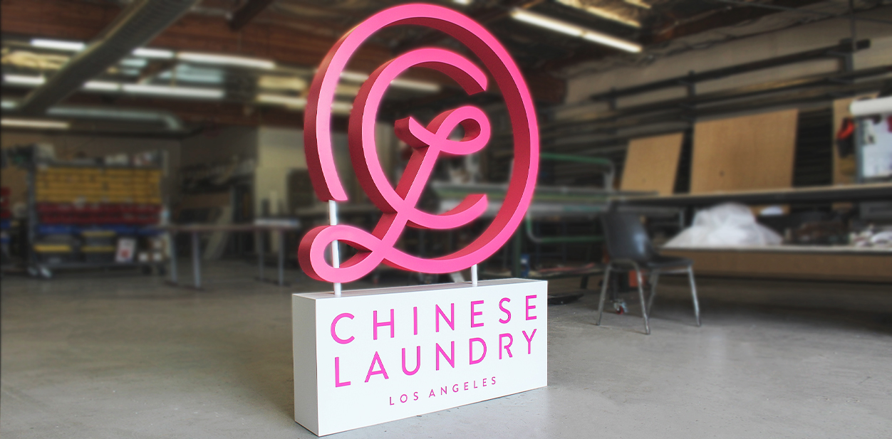 Name board laser cut idea from Chinese Laundry mixing different materials