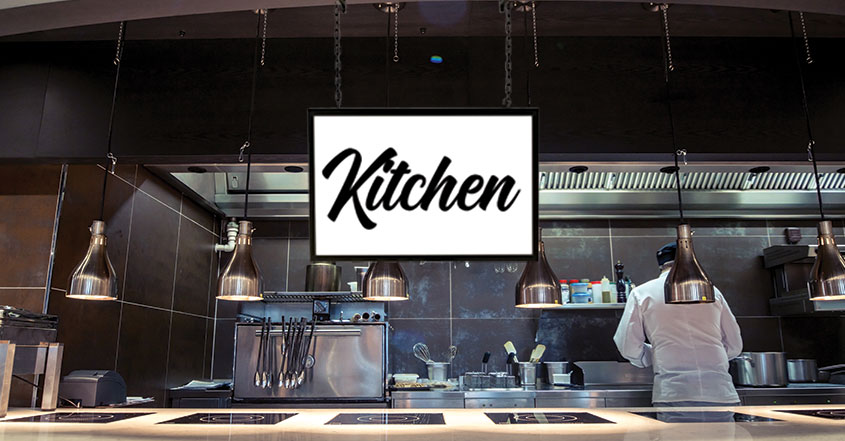 Kitchen illuminated sign for restaurant kitchen design