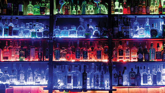 bar drinks illuminated display idea
