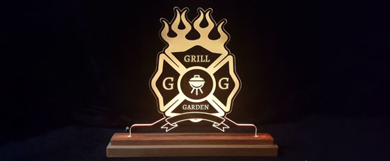 Grill Garden branded acrylic engraving idea