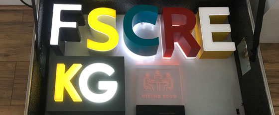 colored branded letters laser cut idea
