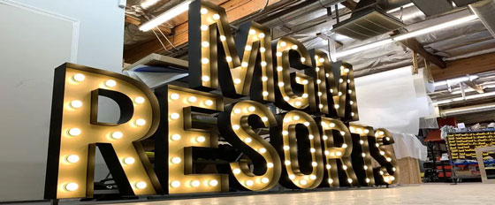 MGM Resorts illuminated branded company name design