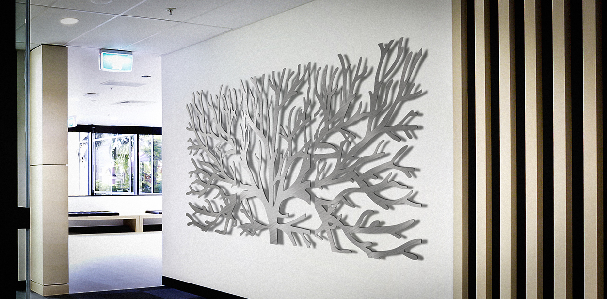 Creative tree shaped laser engraved decor for wall design