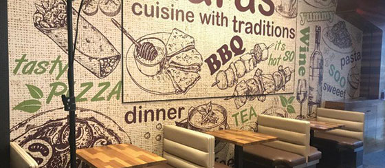 restaurant branded wall art idea