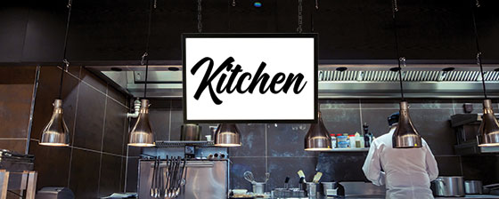 restaurant kitchen space illuminated design solution