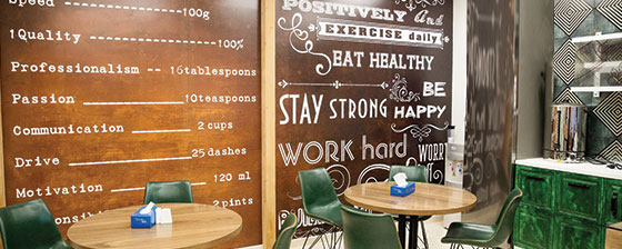 restaurant interior thematic wall design idea