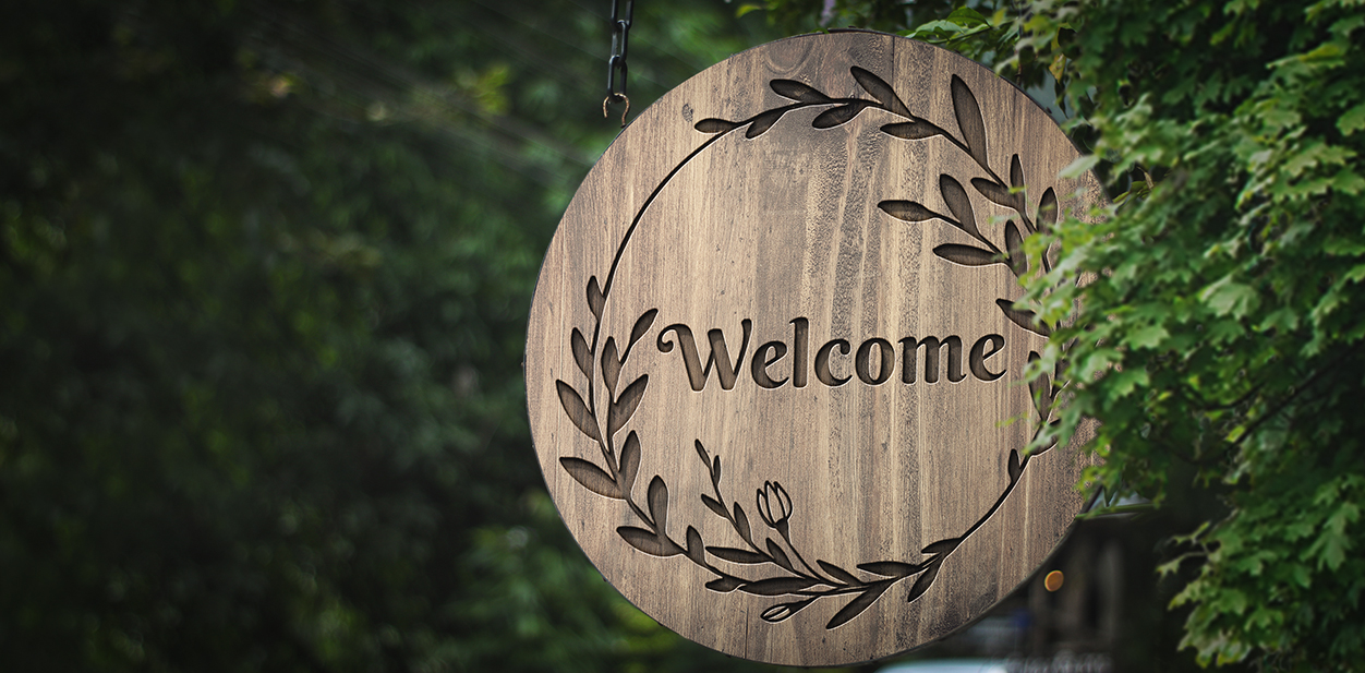 Laser engraving idea on a wood with a welcoming message