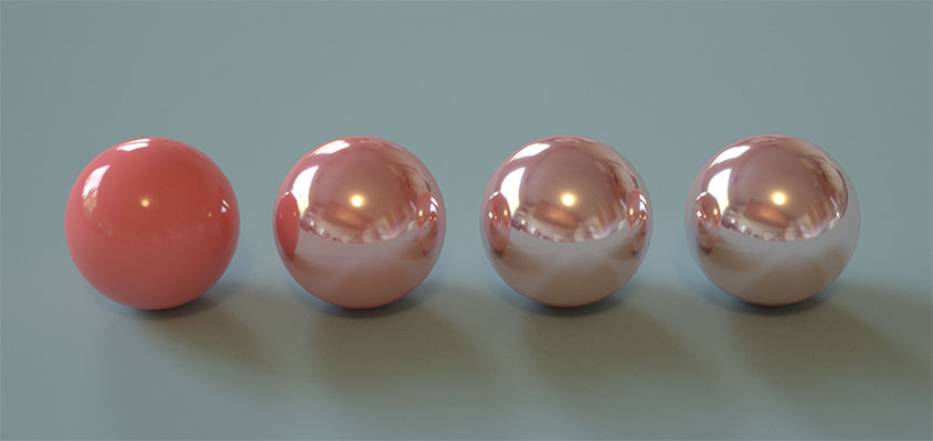 Photo example with pink balls for showing how to 3D render a photo with different shadings