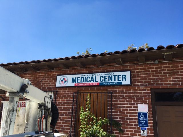 Medical center storefront sign