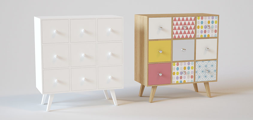 Interior dressers' visualization example for showing how to render a product design