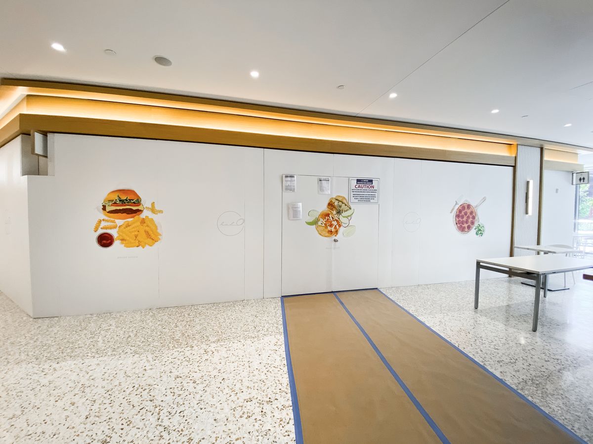 Halo Downtown LA Restaurant custom interior wall signs displaying foods made of opaque vinyl