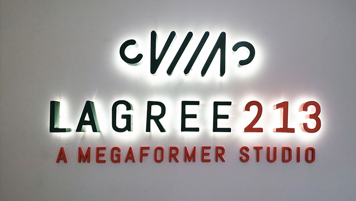 Lagree 213 wall mounted backlit letter sign made of aluminum and acrylic