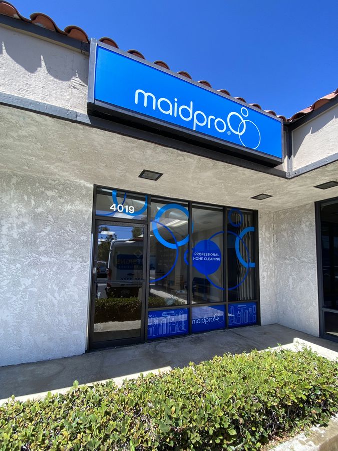 Maidpro large light box and custom window decals made of aluminum, acrylic, and opaque vinyl