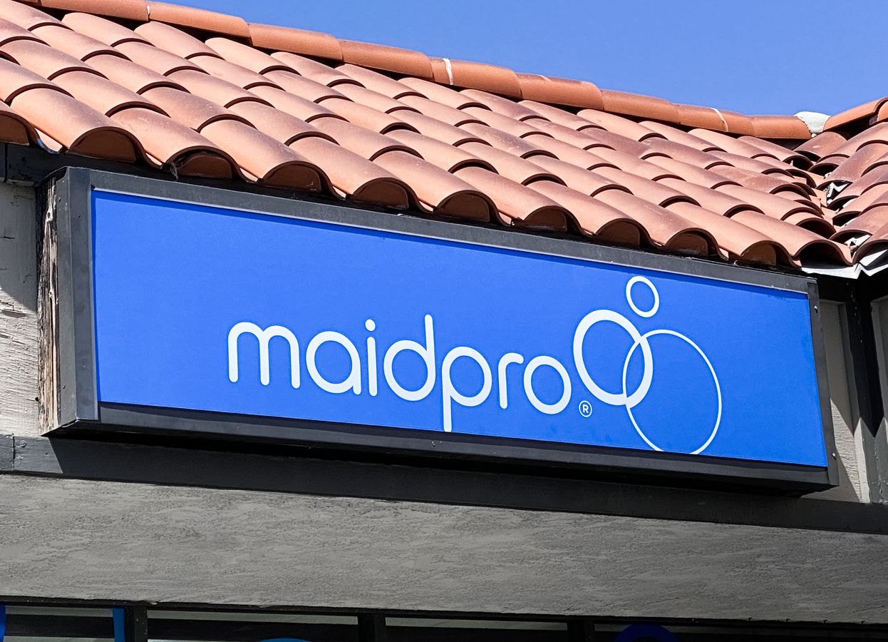 Maidpro large light box in blue with the company name and logo made of aluminum and acrylic